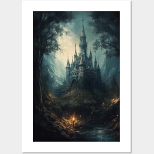 Gothic Futurism Castle in the Old Ancient Forest Posters and Art